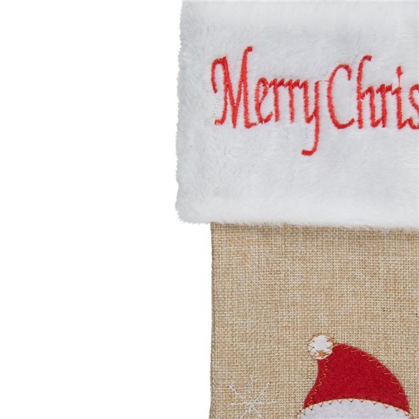 Northlight 19-in Beige and Red Merry Christmas Santa Claus Christmas Stocking