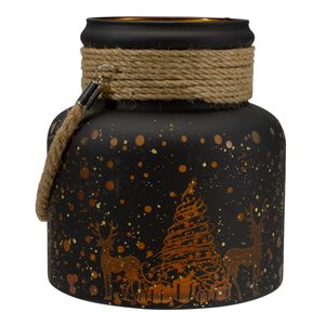 Northlight Gold Deer and Pine Trees Flameless Christmas Glass Candle Lantern