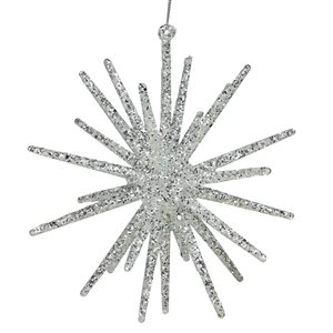 Northlight 12-in White and Silver Glitter Starburst Christmas Ornament