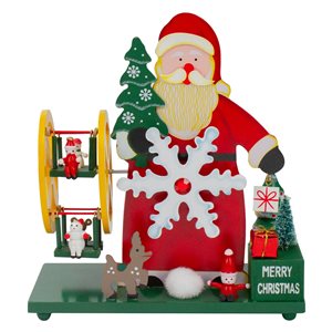 Northlight 9.5-in Red and Green Santa Claus Wonderland Christmas Musical Tabletop Decor