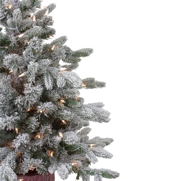 Northlight 4-ft Flocked Saratoga Spruce Artificial Tree in Pot with ...