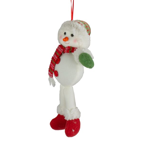 Northlight 13-in Jolly Smiling Plush Snowman Hanging Christmas Ornament
