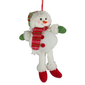 Northlight 13-in Jolly Smiling Plush Snowman Hanging Christmas Ornament