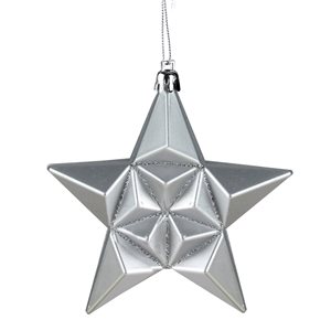 DAK 5-in Silver Splendor Shatterproof Star Christmas Ornaments