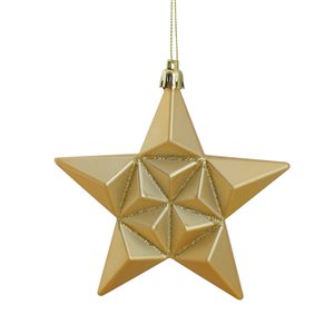 DAK 5-in Vegas Gold Shatterproof 2-Finish Christmas Star Ornaments - Pack of 12