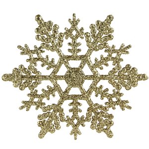 Northlight 4-in Gold Glamour Glitter Snowflake Christmas Ornaments - Pack of 24