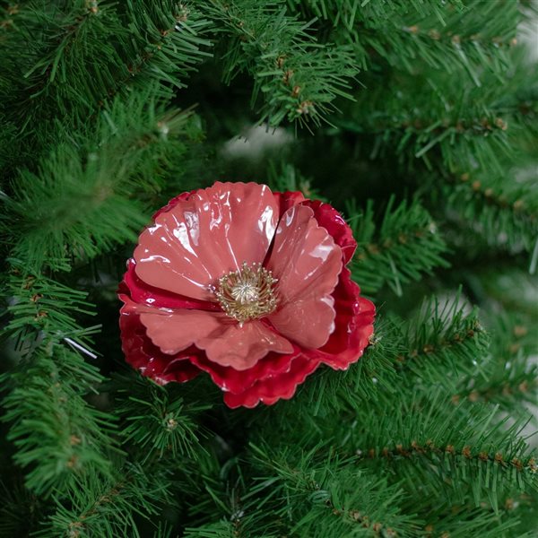Northlight 4.75-in Shiny Coral Pink Poppy Clip Christmas Ornament