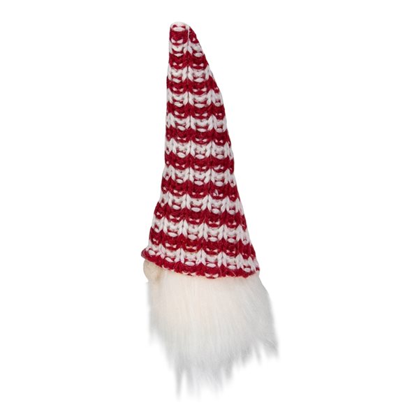 Northlight 8-in Lighted Red and White Knit Gnome Head Christmas Ornament