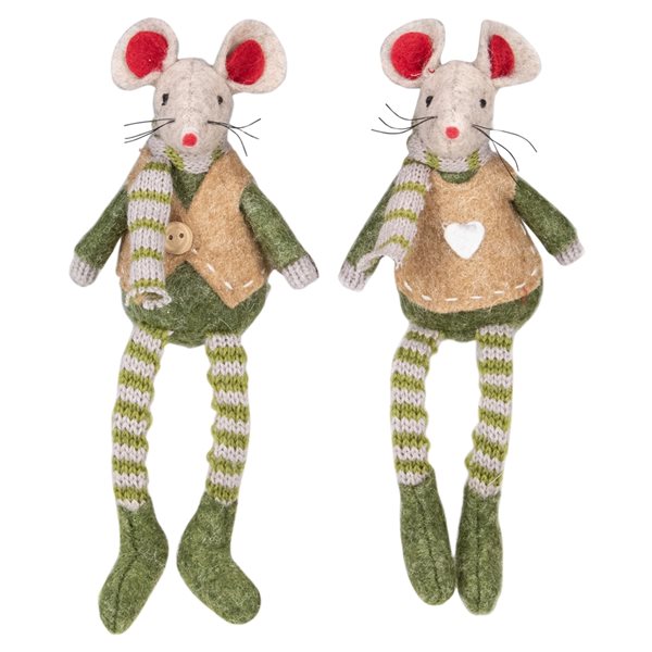 Northlight 7.5-in Boy and Girl Mice Christmas Ornaments - Set of 2 ...