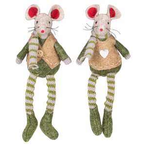 Northlight 7.5-in Boy and Girl Mice Christmas Ornaments - Set of 2