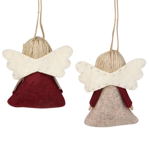 Northlight 3.5-in Grey and Red Angel Christmas Ornaments - Set of 2