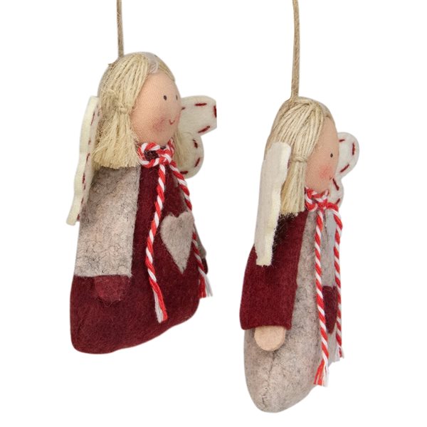 Northlight 3.5-in Grey and Red Angel Christmas Ornaments - Set of 2