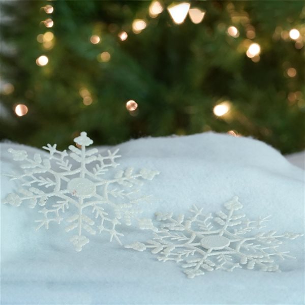 Northlight 6.25-in White Glitter Snowflake Hanging Christmas Ornaments