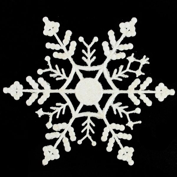 Northlight 6.25-in White Glitter Snowflake Hanging Christmas Ornaments