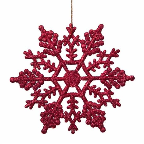 Northlight 4-in Berry Red Glitter Snowflake Christmas Ornaments