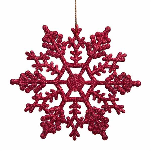 Northlight 4-in Berry Red Glitter Snowflake Christmas Ornaments