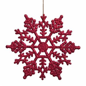 Northlight 4-in Berry Red Glitter Snowflake Christmas Ornaments