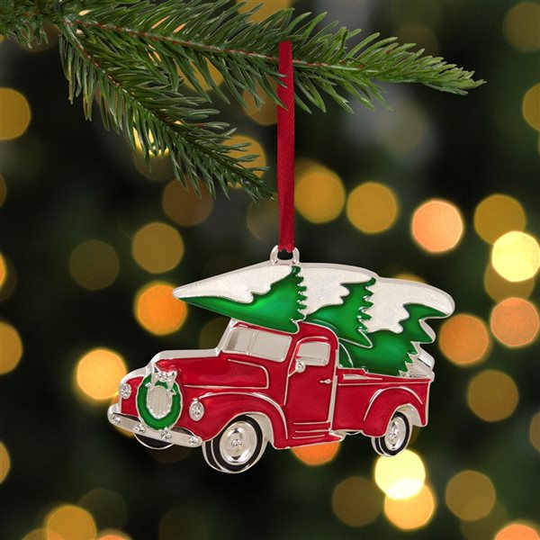 Northlight 3.5-in Red and Silver Country Pick Up Truck with European Crystals Christmas Ornament