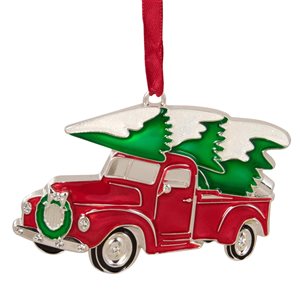 Northlight 3.5-in Red and Silver Country Pick Up Truck with European Crystals Christmas Ornament