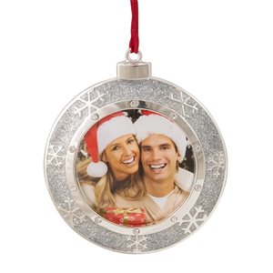 Northlight 3.25-in Silver Plated Photo Frame Christmas Ornament with European Crystals