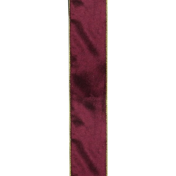 Northlight 2.5-in x 30-ft Solid Wine Red Gold Wired Christmas Craft Ribbon