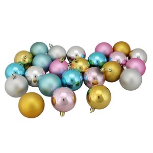 Northlight 2.5-in Gold and Silver Shatterproof Christmas Ball Ornaments (24-Pack)