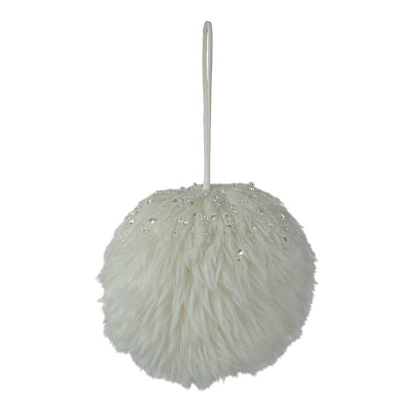 Northlight 4-in White Faux Fur Hanging Christmas Ball Ornament 34302458 ...