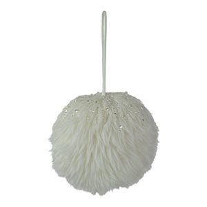 Northlight 4-in White Faux Fur Hanging Christmas Ball Ornament