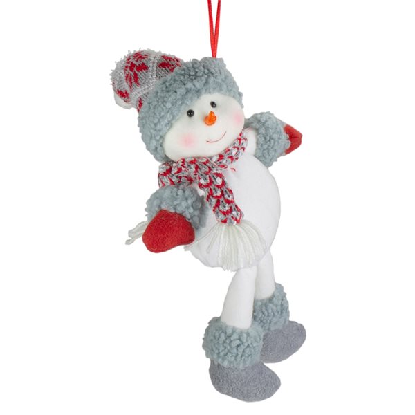 Northlight 14-in Grey and Red Plush Snowman Hanging Christmas Ornament