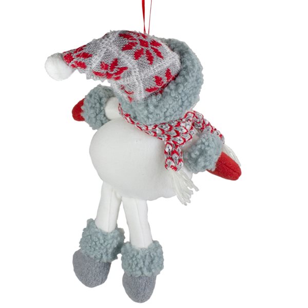 Northlight 14-in Grey and Red Plush Snowman Hanging Christmas Ornament