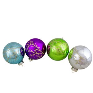 Northlight 4-in Multicolour Shiny Glass Ball Christmas Ornaments - Set of 4