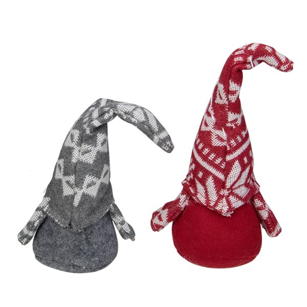 Northlight 7-in Red and Grey Gnomes with Nordic Hat Christmas Ornaments - Set of 2