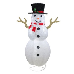 Northlight 72-in Pre-Lit Chenille Swirl Large Snowman with Top Hat Christmas Outdoor