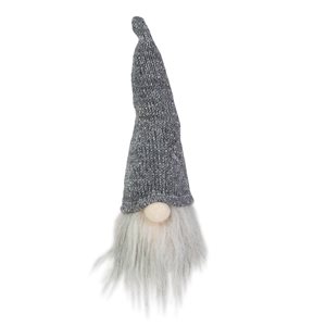 Northlight 8-in Lighted Metallic Grey Knit Gnome Head Christmas Ornament