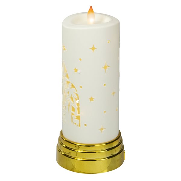 Northlight Gold and White Nativity Scene Flameless Candle