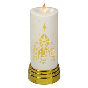 Northlight Gold and White Nativity Scene Flameless Candle