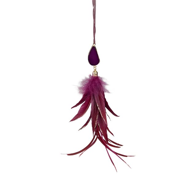 Northlight 9-in Plum Red Feather and Gemstone Pendant Christmas Ornament