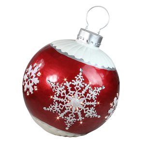Northlight 26.5-in LED Lighted Red Ball Christmas Ornament with Snowflake Outdoor Decoration