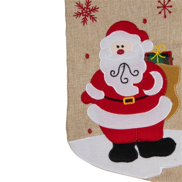Northlight 19-in Beige Santa Claus with Present Bag Christmas Stocking