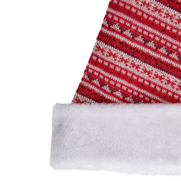 Northlight 17-in Red and White Nordic Striped Santa Hat with Pompon