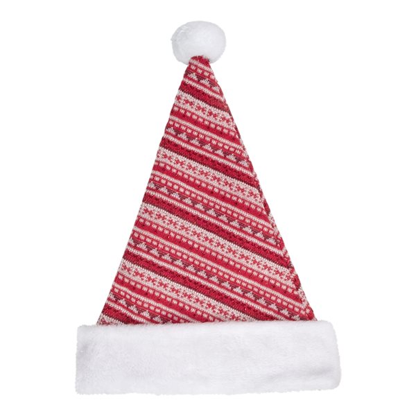 Northlight 17-in Red and White Nordic Striped Santa Hat with Pompon