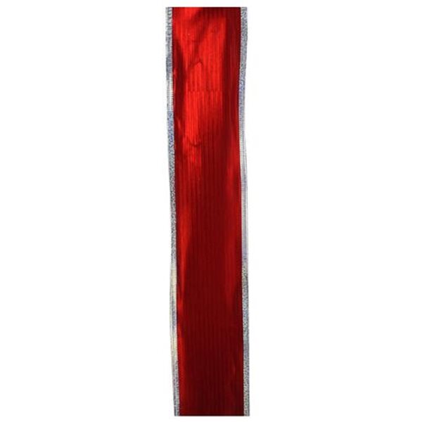 Northlight 2.5-in x 30-ft Shimmery Red and Silver Horizontal Wired Christmas Craft Ribbon