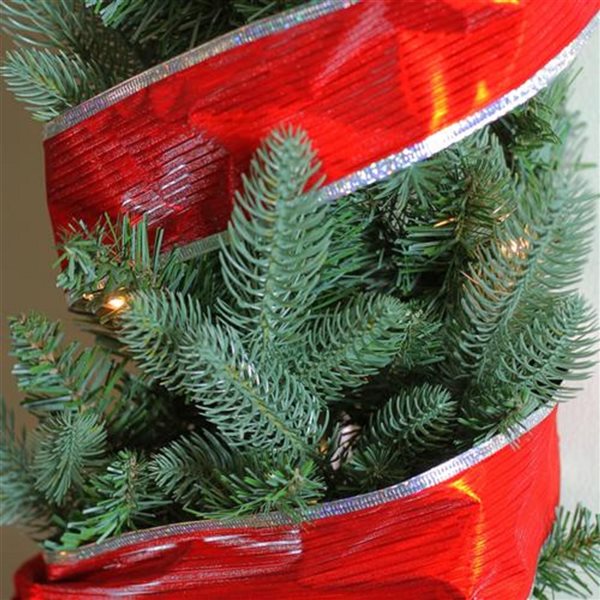 Northlight 2.5-in x 30-ft Shimmery Red and Silver Horizontal Wired Christmas Craft Ribbon