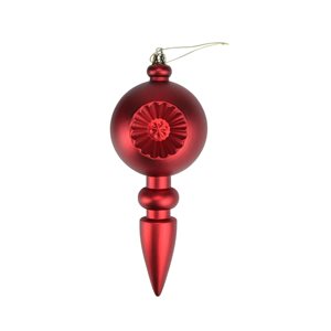 DAK 7.5-in Matte Red Hot Retro Reflector Shatterproof Christmas Finial Ornaments - Pack of 4