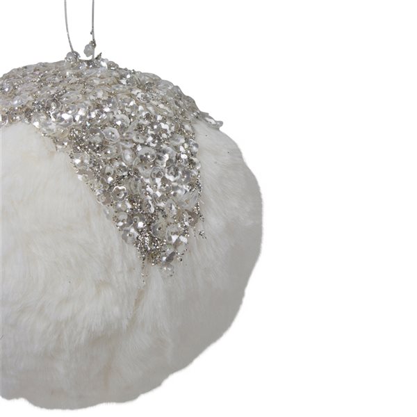 Northlight 4.25-in White and Silver Faux Fur Christmas Ornament