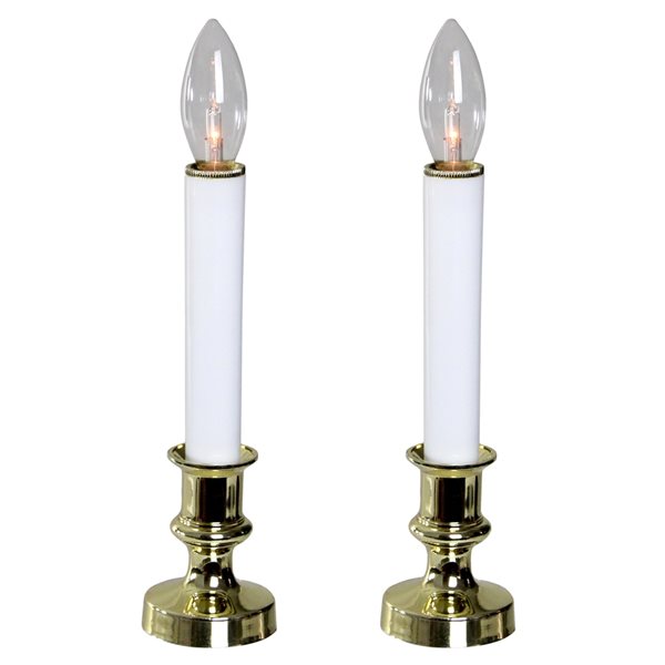 Northlight White and Gold Christmas Candle Lamp - Set of 2