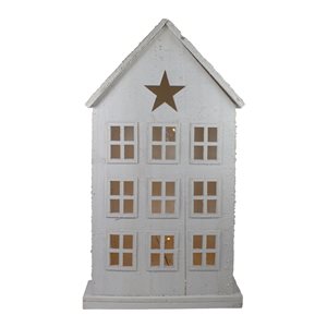 Northlight 30-in Snow-Covered Rustic White Wooden House Christmas Tabletop