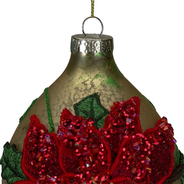 Northlight 6.5-in Red and Gold Poinsettia Finial Christmas Ornament