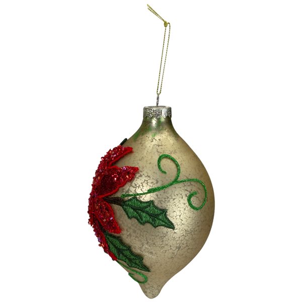 Northlight 6.5-in Red and Gold Poinsettia Finial Christmas Ornament