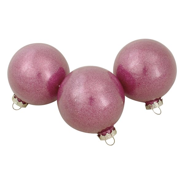Northlight Magenta Pink Finial and Glass Ball Christmas Ornaments - Set of 12